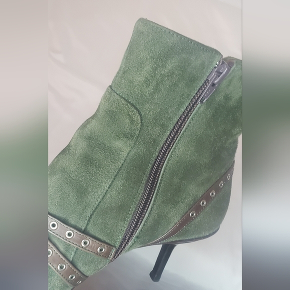 GOFFREDO FANTINI-size 40/10 -suede leather booties- brown leather stitched strap - Picture 12 of 15